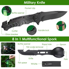 47Pcs Emergency Survival Kit Survival EDC Gear Equipment Tool First Aid Supplies Kit Tools with Pouch for Hiking Hunting Disaster Camping Adventure
