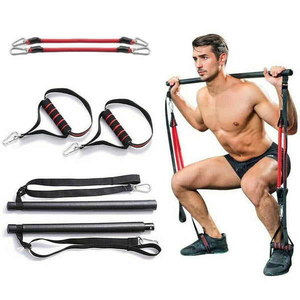 Pilates Bar Kit with Resistance Bands Home Workout