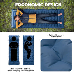 Ultra-Light Inflatable Sleeping Pad with Built-In Pillow Camping