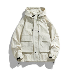 Outdoor Windproof Waterproof Hooded Work Jacket Lightweight Casual Coat