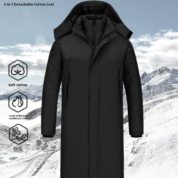 Outdoor Thick Windproof Waterproof Long Cotton Shell Jacket