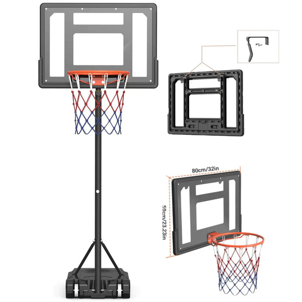 Kids Adjustable Outdoor Basketball Hoop Set 32in Backboard