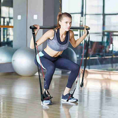 Pilates Bar Kit with Resistance Bands Home Workout