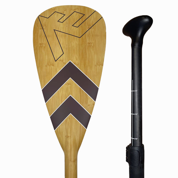 Carbon Fiberglass Adjustable Paddle with ABS Edge Bamboo Finish