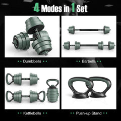 Adjustable Weight Dumbbell Set with Connector Black Gray