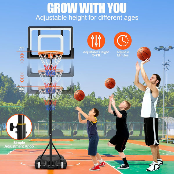 Kids Adjustable Outdoor Basketball Hoop Set 32in Backboard