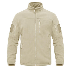 Men's Tactical Fleece Jacket with Multi-Pockets and Hood