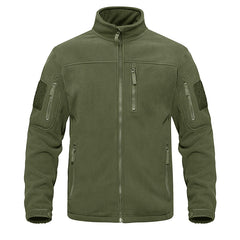 Men's Tactical Fleece Jacket with Multi-Pockets and Hood