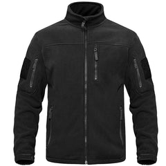 Men's Tactical Fleece Jacket with Multi-Pockets and Hood