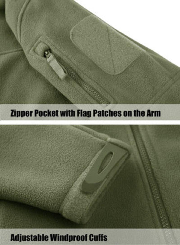Men's Tactical Fleece Jacket with Multi-Pockets and Hood