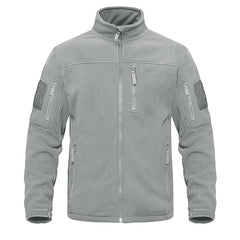 Men's Tactical Fleece Jacket with Multi-Pockets and Hood