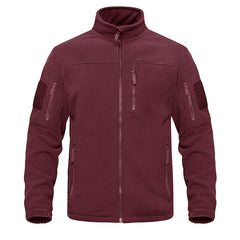Men's Tactical Fleece Jacket with Multi-Pockets and Hood