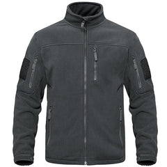 Men's Tactical Fleece Jacket with Multi-Pockets and Hood