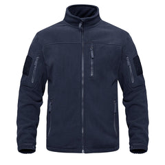 Men's Tactical Fleece Jacket with Multi-Pockets and Hood