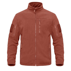 Men's Tactical Fleece Jacket with Multi-Pockets and Hood