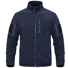 Men's Tactical Fleece Jacket with Multi-Pockets and Hood