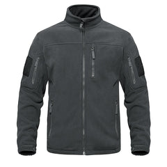 Men's Tactical Fleece Jacket with Multi-Pockets and Hood