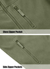 Men's Tactical Fleece Jacket with Multi-Pockets and Hood