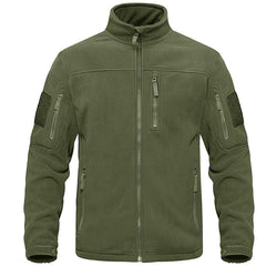 Men's Tactical Fleece Jacket with Multi-Pockets and Hood