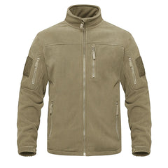 Men's Tactical Fleece Jacket with Multi-Pockets and Hood