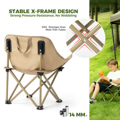 Folding Carbon Steel Camping Chair for Adults and Kids