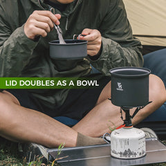 Ultra-Light Aluminum Camping Cookware Set with Nestable Handle Design