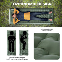 Ultra-Light Inflatable Sleeping Pad with Built-In Pillow Camping