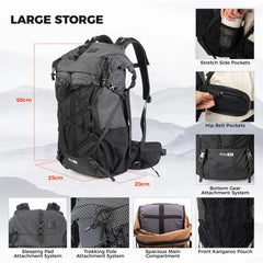 Large Capacity Lightweight Waterproof Hiking Backpack 30-35L Daypack Outdoor