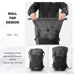 Large Capacity Lightweight Waterproof Hiking Backpack 30-35L Daypack Outdoor